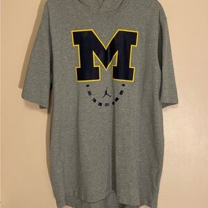 Nike Michigan Heather Gray Tee with Navy and Yellow M Logo